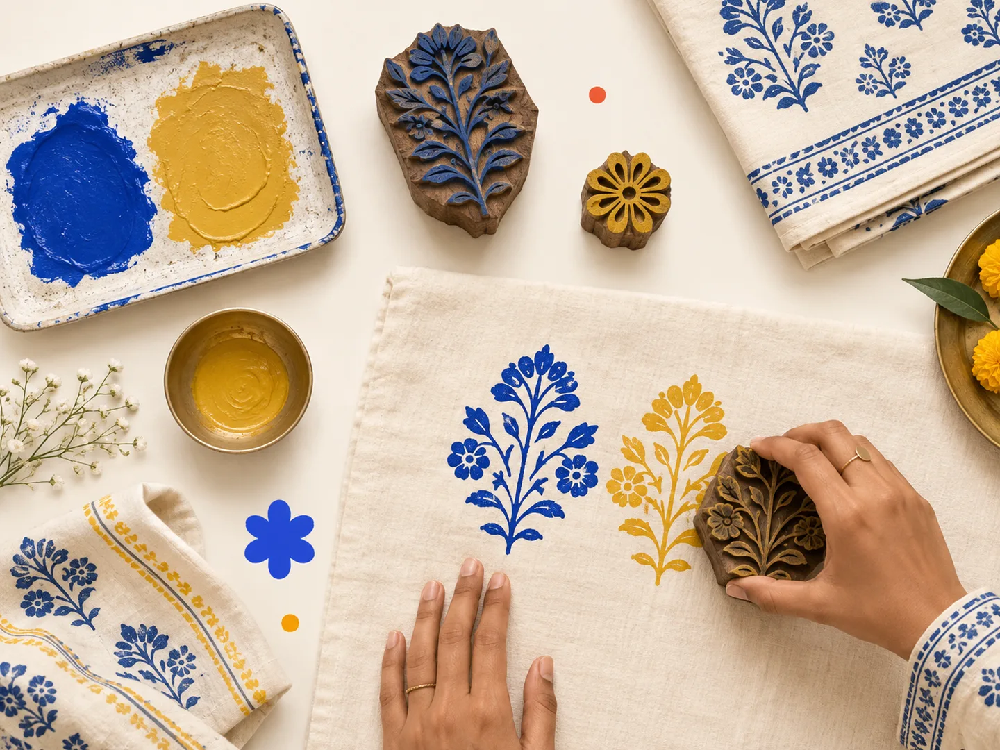 AI-generated inspiration for a block printing workshop at Gubbi Art Club, Bengaluru