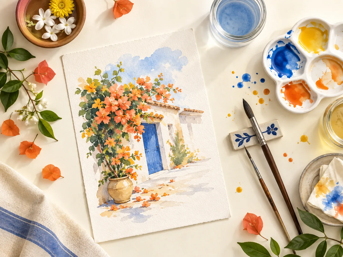 AI-generated inspiration for a watercolour workshop at Gubbi Art Club, Bengaluru
